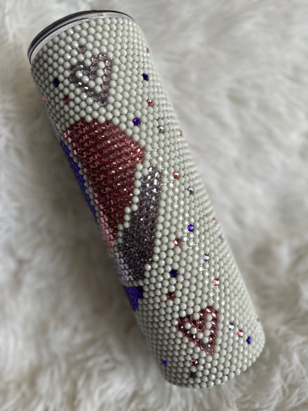 Made to Order - Pink Purple Swirl Heart Rhinestone Tumbler