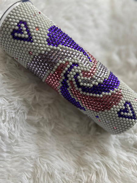 Made to Order - Pink Purple Swirl Heart Rhinestone Tumbler