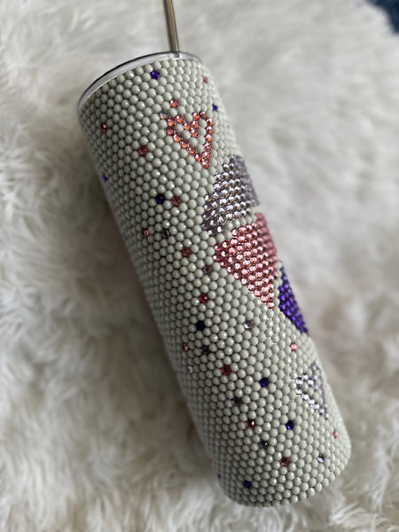 Made to Order - Pink Purple Swirl Heart Rhinestone Tumbler